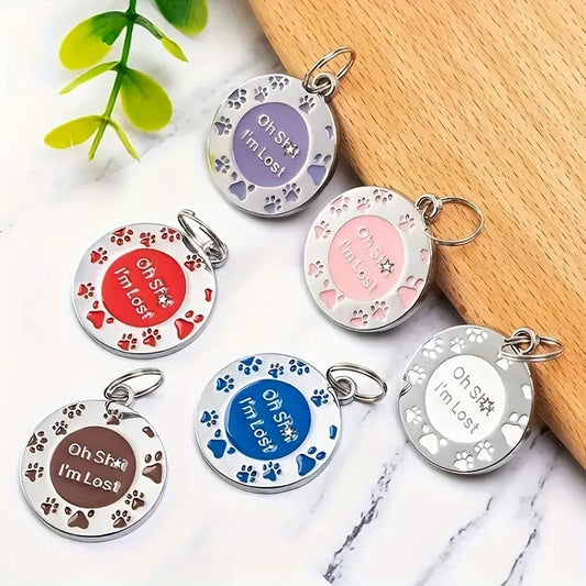🐾 Funny Dog ID Tag – “Oh Sh*t I’m Lost” Custom Engraved Pet Name & Phone Number Tag